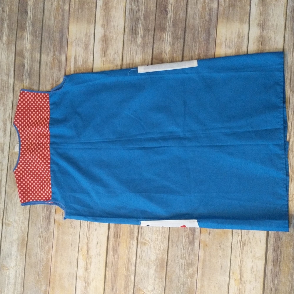 VTG Artistic Creation Red + Blue Apron w/Mushrooms - Picture 2 of 8